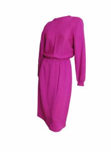 Vintage 80s Sweater Dress Two Piece Magenta Purple Acrylic Knit Liz Claiborne Dresses | M