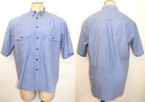80s Levi's Silver Label Big E Striped Short Sleeve Shirt | Casual Retro Boxy | VTG L Chest 48''