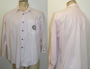 80s Pink Boxy Cut Shirt with ''G'' monogram by Garron Made by Humans | Men's Vintage M Chest 52''
