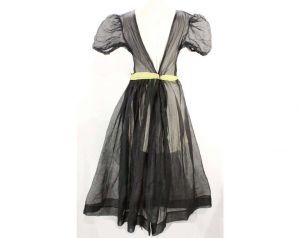 XXS 1940s Garden Party Frock with Rosebuds Corsage - Size 2 Charming 30s 40s Party Dress - Sheer  - Fashionconstellate.com