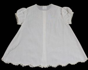 Vintage Baby's Dress - Size 3 to 6 Months - White Cotton with Sweet Yellow Embroidery - Infant Girl - Fashionconstellate.com