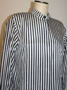 80s Vintage Louis Feraud Black & White Striped Blouse | West Germany | S-M - Fashionconstellate.com