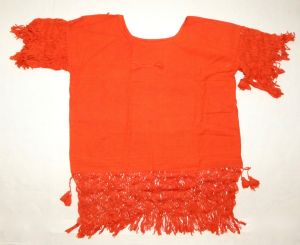 70s Orange Hippie Tunic  | Cotton Bohemian BOHO Top | Women L/XL