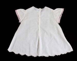 Vintage Baby's Dress - Size 6 Months - Sheer White Cotton - Pastel Pink & Blue Embroidery - Infant G - Fashionconstellate.com