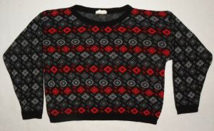 80s Cropped Sweater by YOU BABES | Black Red Pattern Boxy Crop Fit | Fits S/M/L - Fashionconstellate.com