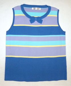 Vintage Tank & Cardigan Twin Set| Bow Pastel Bright Stripes | S/M - Fashionconstellate.com