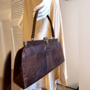 Fabulous Oversized Vintage Reptile Skin Handbag - Fashionconstellate.com