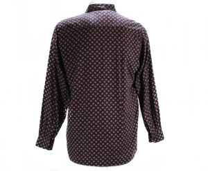 Size 10 Rodier Paris 1990s Shirt - Black Brown Turquoise Paisley Print Cotton - Oversize Long Sleeve - Fashionconstellate.com