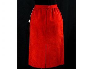 Size 4 Red Skirt - Lilli Ann 1980s Tailored Faux Suede Skirt - Small Ultrasuede 80s Designer Office  - Fashionconstellate.com