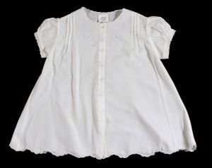 Vintage Baby's Dress - Size 3 to 6 Months - White Cotton with Pastel Pink & Blue Embroidery - Infant