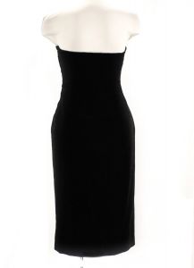 Size 4 Black Strapless Corset Dress with Lace-Up - Small Designer 1990s Bombshell - Guy Laroche  - Fashionconstellate.com