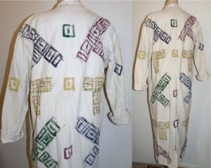 90s Hand Painted Cotton Coat| Boho Oversized Duster | Art to Wear 1990s | OS - Fashionconstellate.com