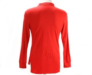 Men's XS 1960s Golf Shirt - PGA Golfing Label - Bright Red Wool Jersey Knit Long Sleeved Mens Top - Fashionconstellate.com