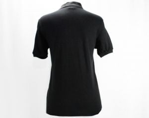 Small Black Polo Shirt by Catalina - 1950s Cotton Pique Knit Casual Top - Flying Fish Logo  - Fashionconstellate.com