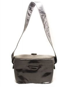 1930s 40s Shoulder Bag - Rare Patent Leather Binocular Purse - Kidney Bean Shaped Binoculars - Fashionconstellate.com