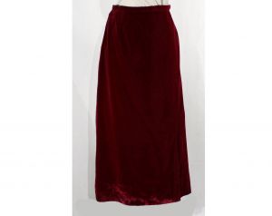 Size 4 Red Velveteen Skirt - 1950s 60s Cranberry Maroon Small Tailored Cotton - Fall Winter 50s 