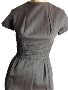 Vintage 50s Wiggle Dress Bombshell Short Sleeve Summer Sheath Dress Brown Cotton by Helen Whiting - Fashionconstellate.com