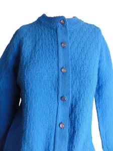 Vintage 60s Cardigan Sweater Periwinkle Blue Sweater Acrylic Button Front by Sears | S/M - Fashionconstellate.com