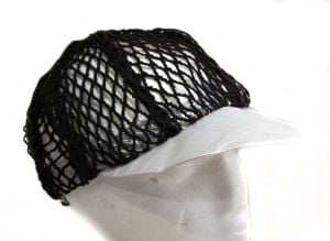 Hip-Hop 1980s 90s Baseball Cap - Black Fishnet Hat - See Through Fish Net with Metallic Silver 