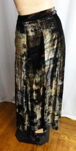 Vintage Boho Hippie 80s Maxi Skirt Gypsy Skirt Velvet Shimmery Black Print Evening Wear | Size M