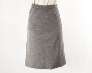 Size 2 1960s Gray Skirt - Classic Heathered Knit Pencil Straight Skirt - Light Medium Grey Wool 