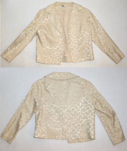 50's 60's MOD Champagne Crop Jacket & Sleeveless Back Button Blouse Shell Top Set by Mr. Z| XS/Small - Fashionconstellate.com