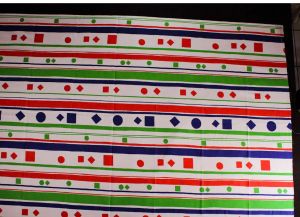 60s Mod Cotton Fabric - Over 3 Yards x 44.5 Inches - 1960s Canvas Yardage - Red White Blue Green  - Fashionconstellate.com