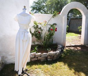 1940s Small Wedding Dress, Long White 1940 Bridal Gown, Vintage Drop Waist Dress Made in California - Fashionconstellate.com