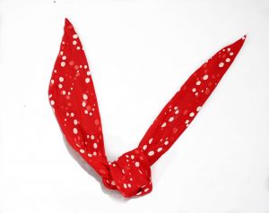 50s Polka Dot Scarf - Red & White Chiffon Hair Band - 1950s 1960s Pin-Up Girl Summer Headband 