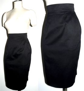 80s Patrick Kelly Black Pencil Skirt | Made in Paris High Waist Wiggle Skirt | Fitted Luxe Designer - Fashionconstellate.com