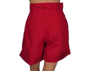Vintage 1980s High Waist Red Shorts - Size Medium - Fashionconstellate.com