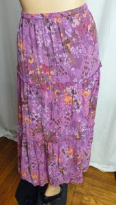 Vintage Boho India Gauze Skirt Crinkled Tiered Skirt Purple Tribal Gypsy Skirt Red Hat Society | L - Fashionconstellate.com