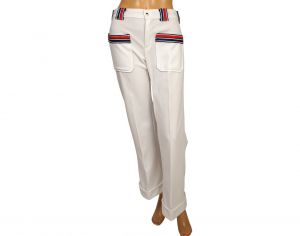 1960s Hip Hugger Pants Red White and Blue Ladies Size S