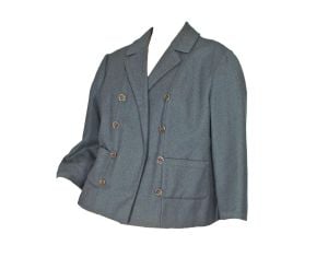 Mod 60s Gray Wool Boxy Cropped Jacket by Designer Martha Weathered for Michelle - Fashionconstellate.com