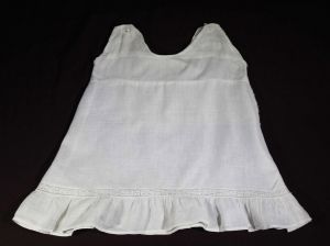 Antique Baby Chemise - Fine Cotton White Toddler's Slip with Greek Key Lace - Size 2T 18-24 Months 