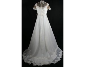 Size 10 Wedding Dress - Gibson Girl Inspired Antique Style 60s Bridal Gown with Pearl-Rimmed Lace - Fashionconstellate.com
