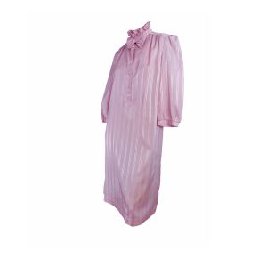 Pink Vintage 70s Dress Ruffled Pullover Tunic Shift Dress Sheer Secretary Day Dress by Dovani | L