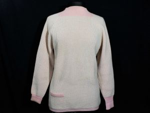 Size 4 Pink Sweater - Late 1950s Early 1960s Wool Pullover - Winter Ski Bunny 60s Preppie Cute -