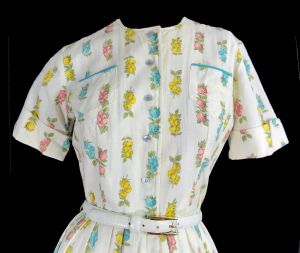 Vintage 1950s Pastel Novelty Fruit Print Shirtwaist Day Dress by Modern Classic | S - Fashionconstellate.com