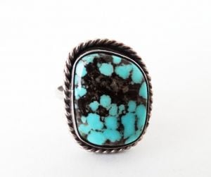 Vintage Native American Turquoise Sterling Silver Ring Size 5 - Fashionconstellate.com