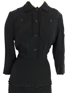 Vintage 1950s Black Sheath Dress Rayon, Ball Fringe Trim ''Styled by Saeson'' - Fashionconstellate.com