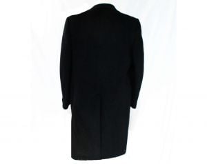 Men's Large Cashmere Coat - Handsome 1950s Black Mens Overcoat - 50s Classic Tailored Winter - Fashionconstellate.com