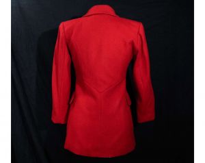 Size 6 Red Jacket - 1990s Retro Wool with 1940s Look - Beautiful Tailoring - Double Breasted Coin - Fashionconstellate.com