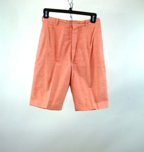 1960s shorts Bermuda shorts cotton golf shorts red pink high waisted by The Villager Size S
