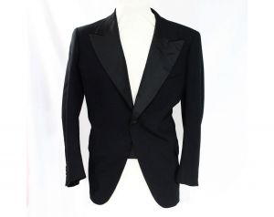 Men's 1940s 50s Tuxedo - Large Size Black Wool Mens Formal Wear Tux Jacket and Trousers - Rogers  - Fashionconstellate.com
