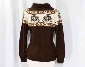 Size 6 Alpaca Cardigan - Chocolate Brown Luxury Knit Made in Bolivia - 1960s Button Front Sweater  - Fashionconstellate.com