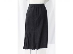 Size 4 Designer Skirt - Valentino Gray Wool Tailored Pleated Skirt with Deco 1920s 30s Appeal  - Fashionconstellate.com