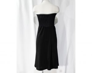 Size 4 1930s Strapless Slip - Sexy 30s 40s Black Rayon Negligee Style Full Slip with Smocked Bodice  - Fashionconstellate.com