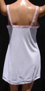 Vintage 1960s Slip Pink and White Full Slip Mini Length Unused NOS Size 36 - Fashionconstellate.com