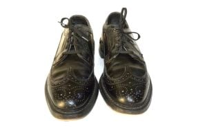 1960s Black Leather Wingtip Oxford Shoes | Vintage Brogues Oxfords | Men's 11.5 B - Fashionconstellate.com